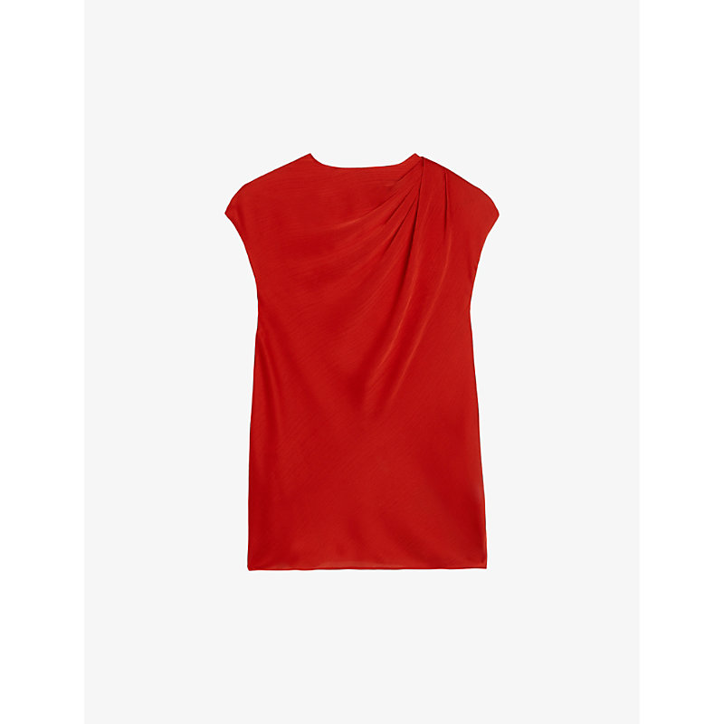 Shop Ted Baker Womens Red Misrina Draped Woven Top