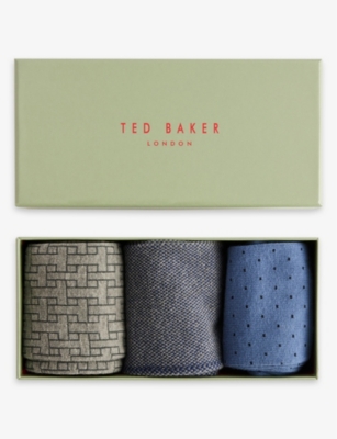 Ted Baker Mens Assorted Tsokpak Patterned Pack Of Three Socks