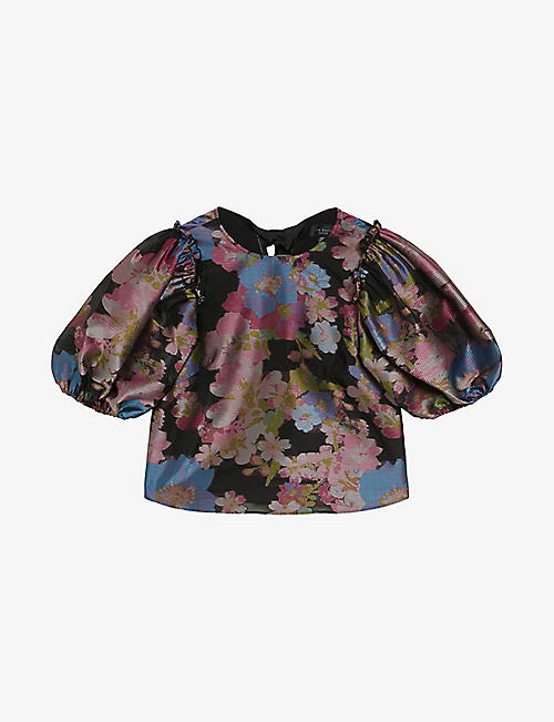 TED BAKER: Bursan jacquard floral-print woven top