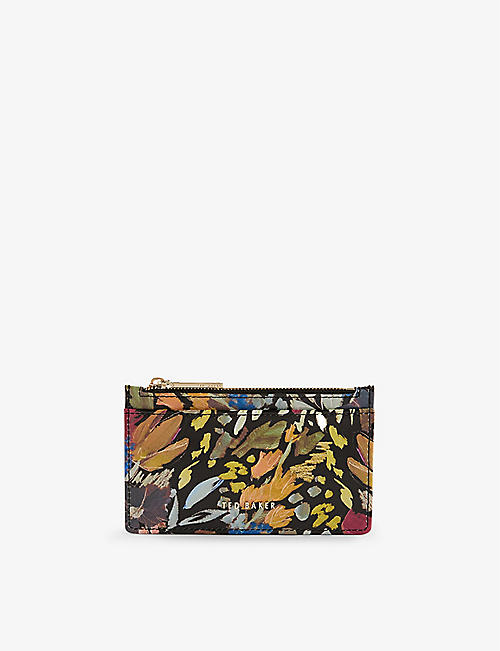 TED BAKER: Medell painted floral-print leather cardholder