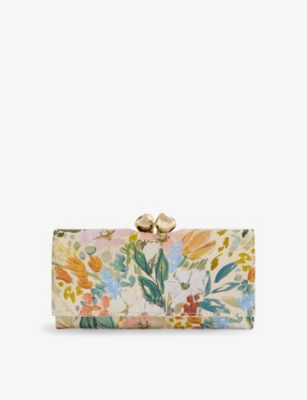 TED BAKER: Meadela floral-print logo-embossed leather purse