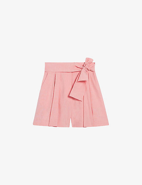 CLAUDIE PIERLOT: Espoir scalloped-hem linen-blend shorts