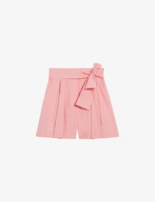 Shop Claudie Pierlot Women's Roses Espoir Scalloped-hem Linen-blend Shorts