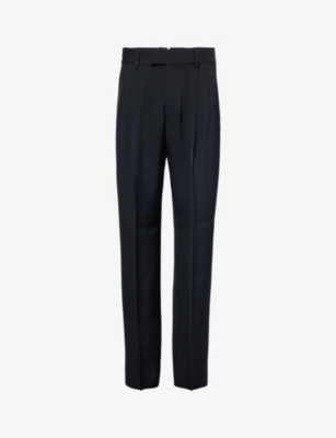 AMIRI: Double pleated wide-leg relaxed-fit woven trousers