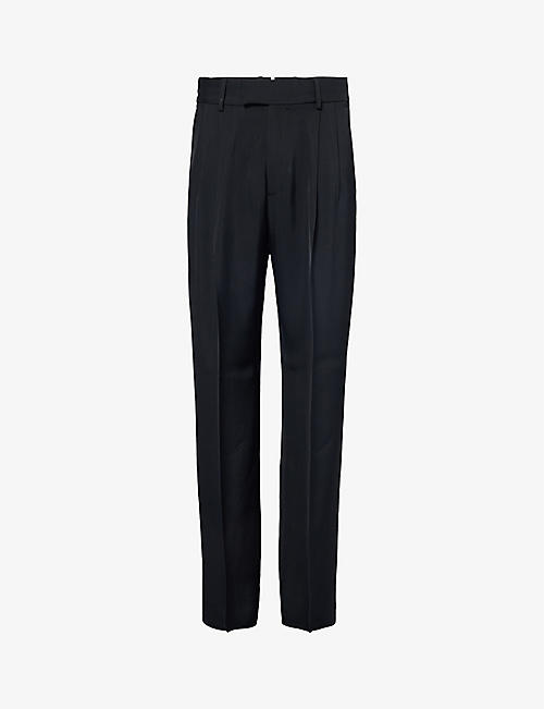 AMIRI: Double pleated wide-leg relaxed-fit woven trousers