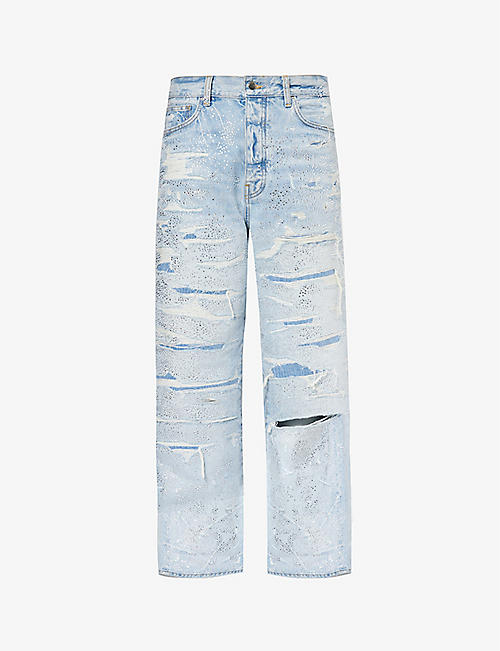 AMIRI: Shotgun Baggy crystal-embellished straight-leg jeans