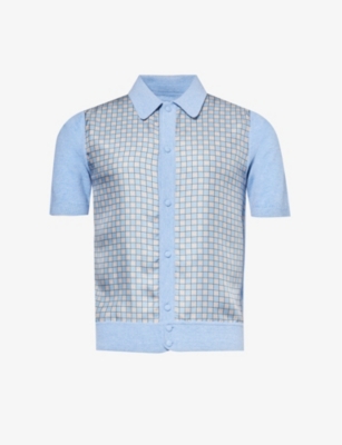 AMIRI: Branded contrast-panel wool polo shirt