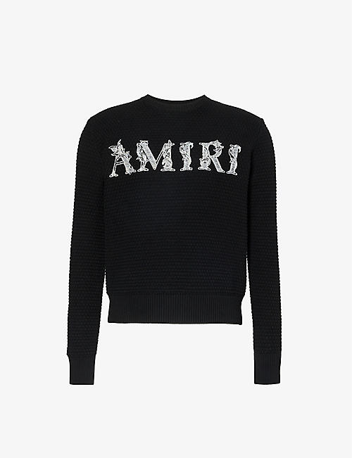 AMIRI: Baroque logo-embroidered cotton-knit jumper