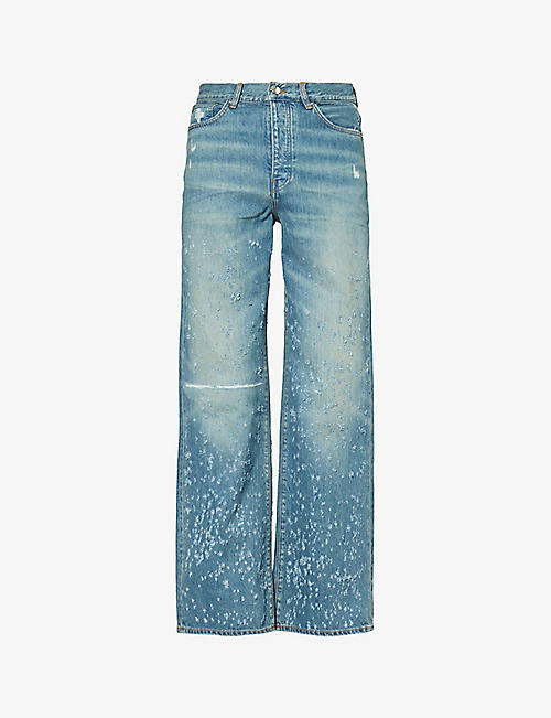 AMIRI: Shotgun Baggy distressed relaxed-fit wide-leg jeans