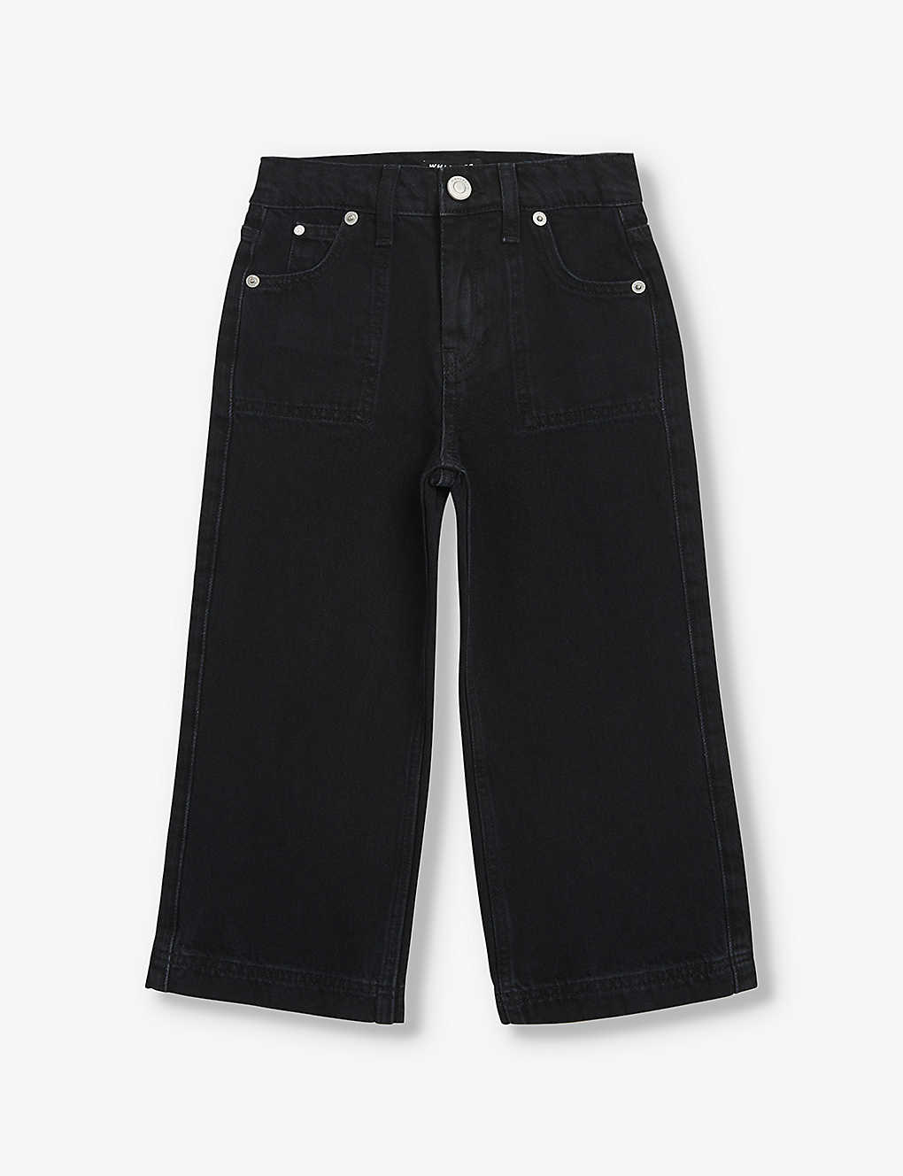 Whistles Boys Black Kids Branded-hardware Wide-leg Denim Jeans