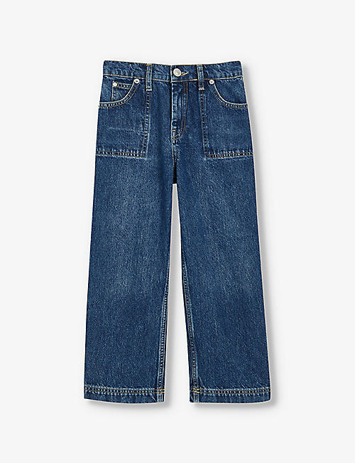 WHISTLES: Patch-pocket wide-leg denim jeans