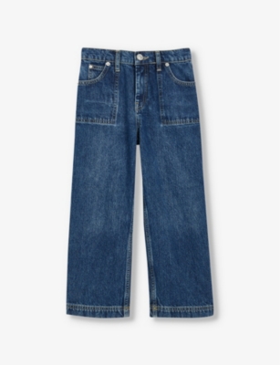 Whistles Boys Blue Kids Patch-pocket Wide-leg Denim Jeans