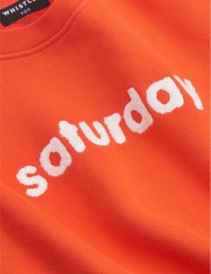 WHISTLES: Saturday text-embroidery cotton sweatshirt 3-9 years