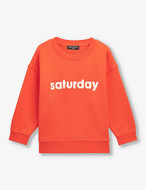 WHISTLES: Saturday text-embroidery cotton sweatshirt 3-9 years