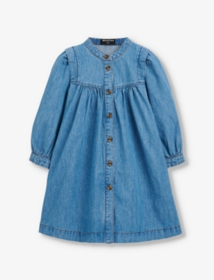 Whistles Girls Blue Kids Gathered Chambray Denim Dress 3-9 Years