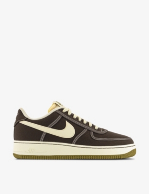 Shop Nike Mens Baroque Brown Coconut Mi Air Force 1 '07 Swoosh-embellished Leather Low-top Trainers