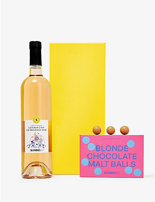 SELFRIDGES SELECTION：桃红葡萄酒和黄金巧克力麦芽球礼盒 - 2 件装