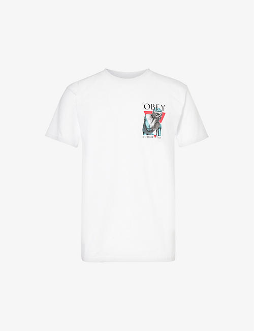 OBEY: Future Tense branded-print cotton-jersey T-shirt