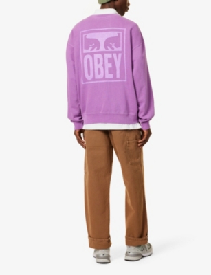 Shop Obey Men's Pigment Dewberry Icon Branded-print Cotton-blend Sweatshirt