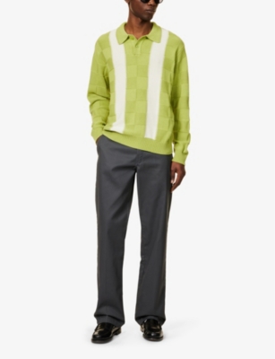 Shop Obey Men's Tarragon Green Multi Albert Contrast-stripe Cotton-knit Polo Shirt