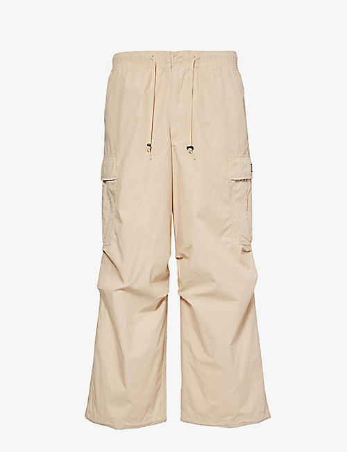 OBEY: Giant Parachute brand-patch wide-leg relaxed-fit cotton-poplin trousers