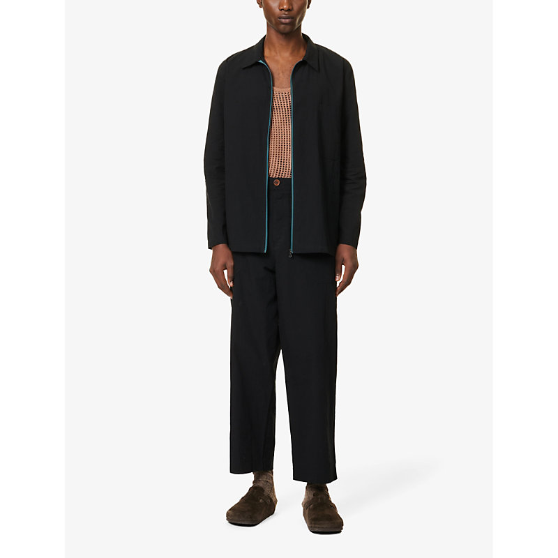 Shop Marane Men's Black Relaxed-fit Three-pocket Linen Jacket