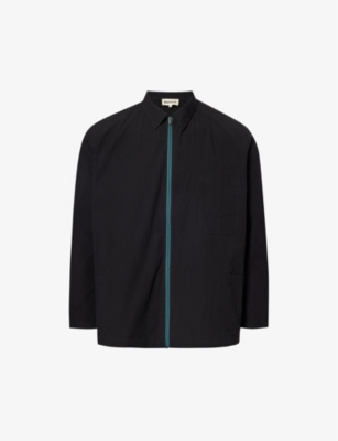 Marane Mens Black Relaxed-fit Three-pocket Linen Jacket