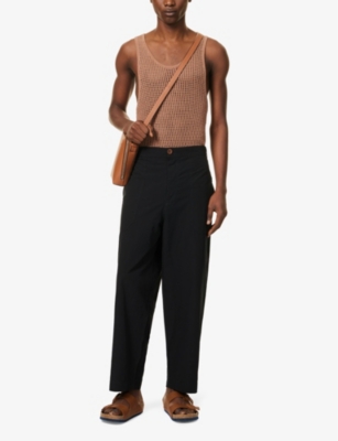 Shop Marane Men's Black El Pepe Brand-patch Organic-cotton Trousers