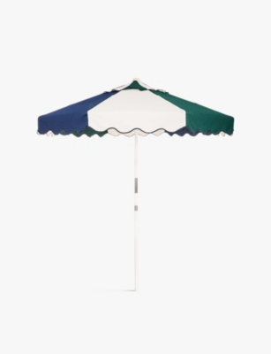 Business & Pleasure Market Contrast-embroidery Cotton And Wood Umbrella 131cm In Multi