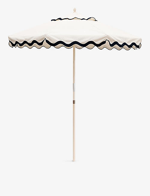 BUSINESS & PLEASURE CO.: Market contrast-embroidery cotton and wood umbrella 131cm