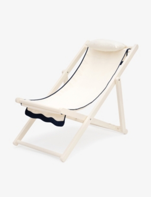 BUSINESS & PLEASURE CO.: Laurens scalloped-trim fabric and wood beach chair 136cm