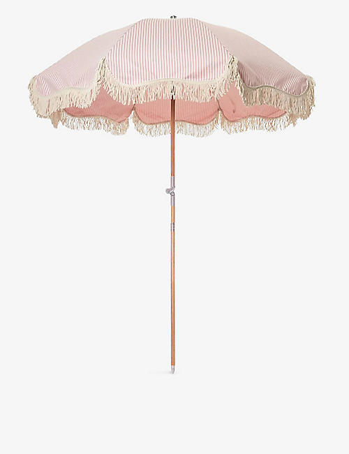 BUSINESS & PLEASURE CO.: Lauren stripe-pattern cotton-blend beach umbrella 119cm x 15cm