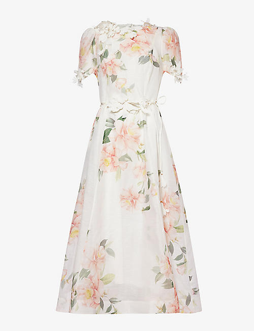 ZIMMERMANN: Liftoff floral-print linen and silk-blend midi dress
