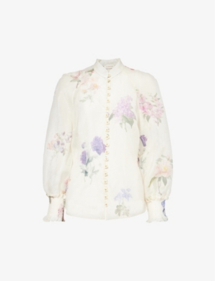 ZIMMERMANN: Natura floral-print linen and silk-blend shirt