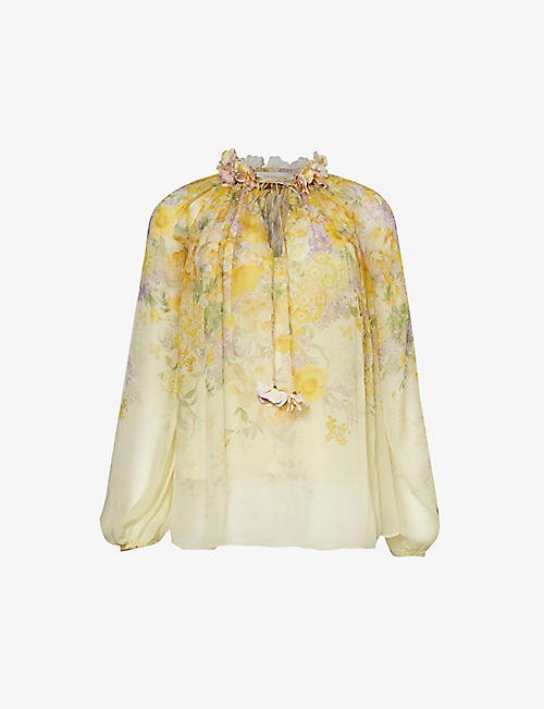 ZIMMERMANN: Natura floral-pattern crepe blouse