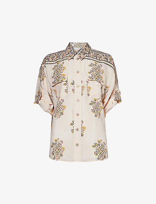 ZIMMERMANN: Paisley-print short-sleeved silk-blend shirt