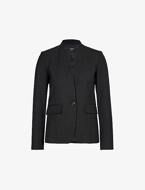 ME AND EM: Collarless single-breasted stretch-woven blazer
