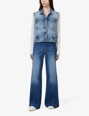 Shop Me And Em Women's Mid Blue Patch-pocket Organic-denim Vest
