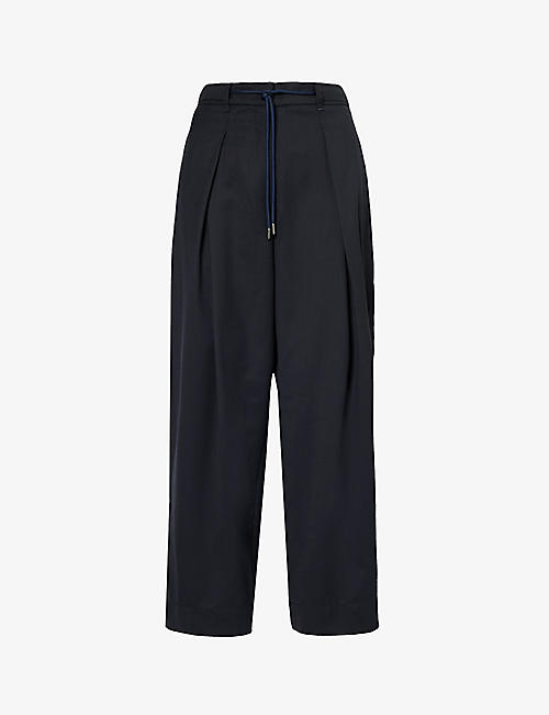 ME AND EM: Pleated wide-led high-rise wool trousers