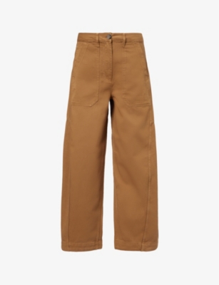 ME AND EM: Patch-pocket wide-leg high-rise cotton-twill trousers