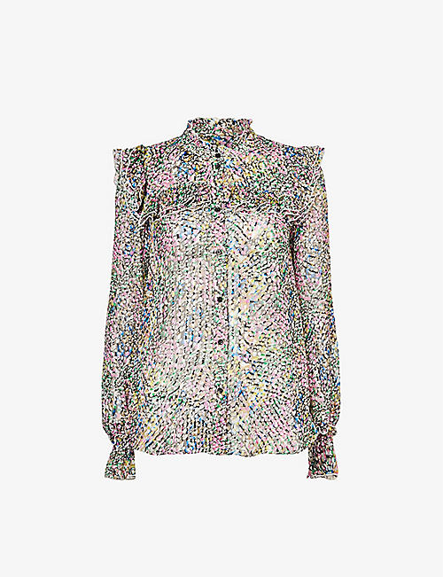 ME AND EM: Confetti-print silk-blend blouse