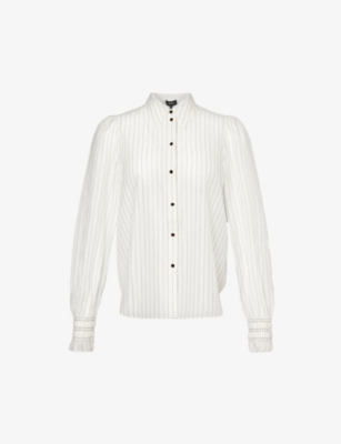 Shop Me And Em Women's Soft White/black Striped Cotton And Silk-blend Shirt