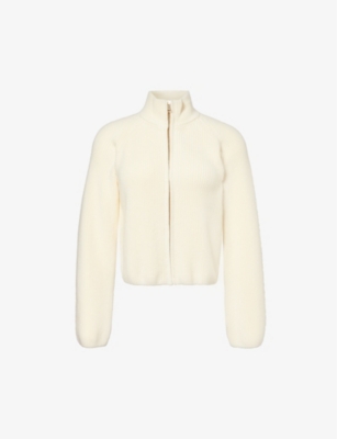 Shop Me And Em Women's Cream Funnel-neck Organic-cotton Knitted Cardigan