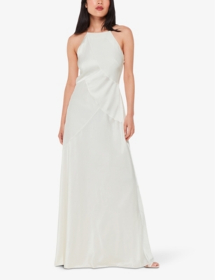 Shop Whistles Women's Cream Eileen High-neck Silk Maxi Wedding Dress