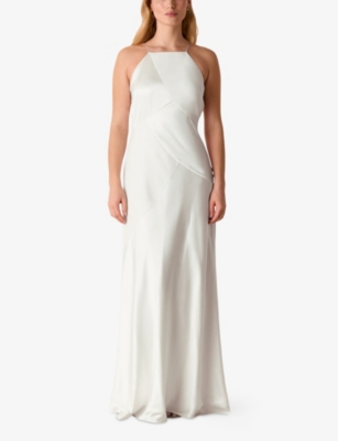 Shop Whistles Women's Cream Eileen High-neck Silk Maxi Wedding Dress