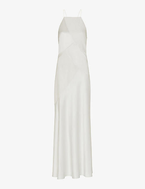 WHISTLES: Eileen high-neck silk maxi wedding dress