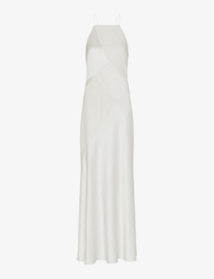 Whistles Womens Cream Eileen High-neck Silk Maxi Wedding Dress