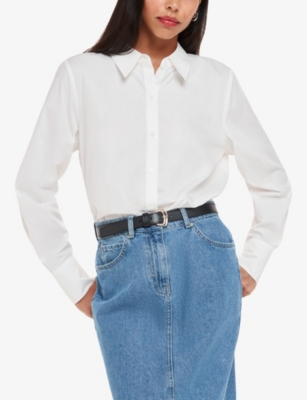 Shop Whistles Women's White Boxy-fit Long-sleeve Cotton Shirt