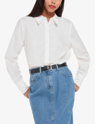 Whistles Boxy Cotton Shirt In White