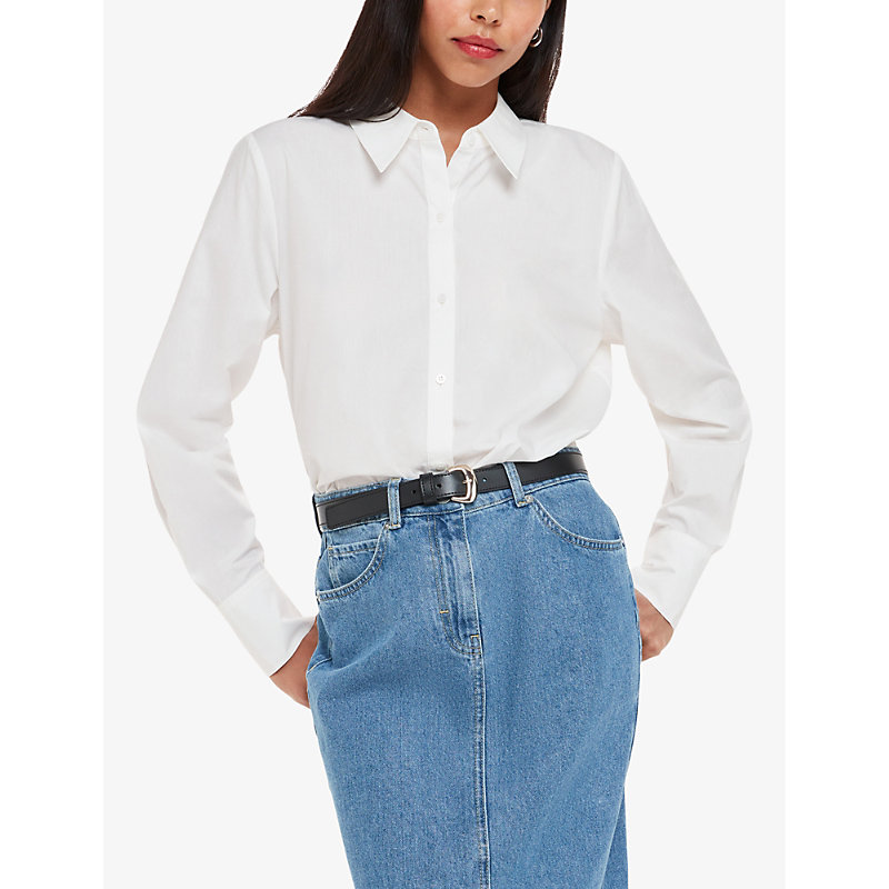 Shop Whistles Boxy-fit Long-sleeve Cotton Shirt In White